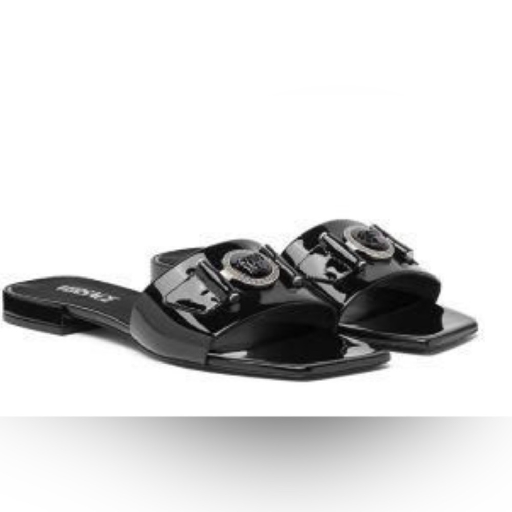 Versace Medusa Patent Leather Flats